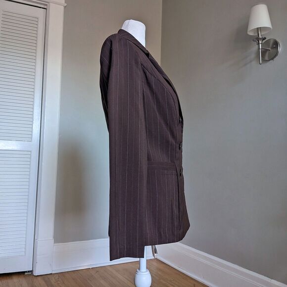 NWT Y2K Striped Blazer Brown Jodi Kristopher Corpcore Office Size 5 - Picture 5 of 9